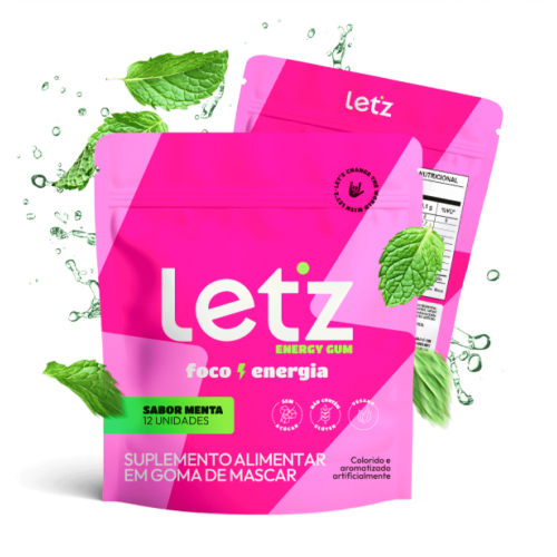 LET´Z ENERGY GUM ZERO AÇÚCAR (CHICLETES ENERGÉTICO) -  EMBALAGEM C/12 UNDS