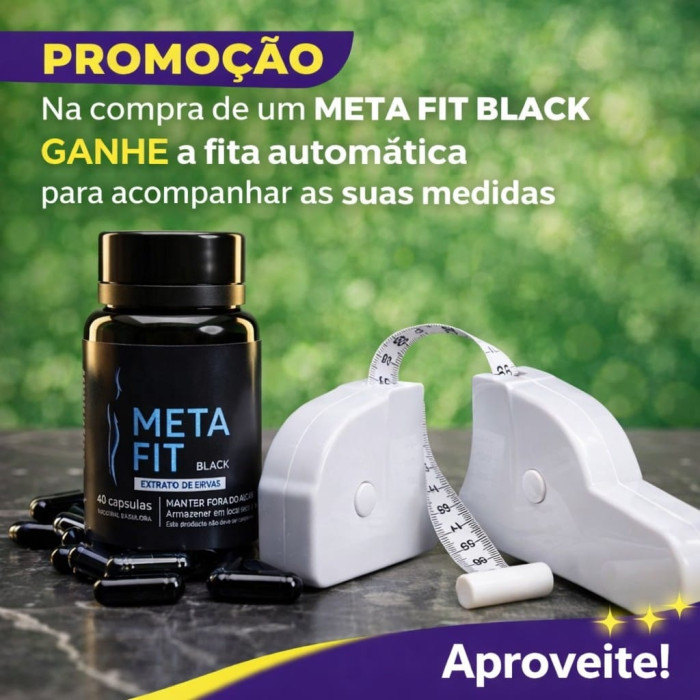 META FIT BLACK ERUSMED + FITA MÉTRICA AUTOMÁTICA - 40 CÁPSULAS