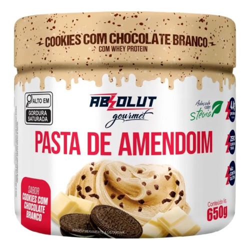 PASTA DE AMENDOI COOKIES COM CHOCOLATE BRANCO ABSOLUT