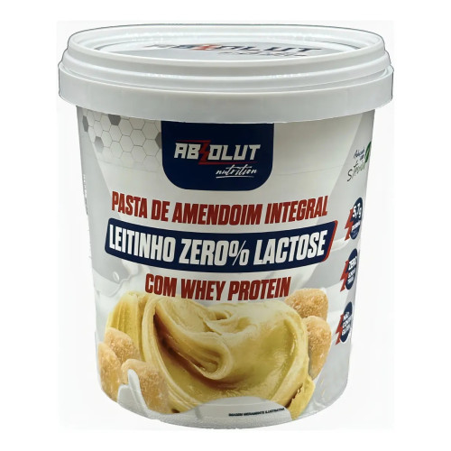 PASTA DE AMENDOIM INTEGRAL LEITINHO ZERO LACTOSE COM WHEY PROTEIN ABSOLUT